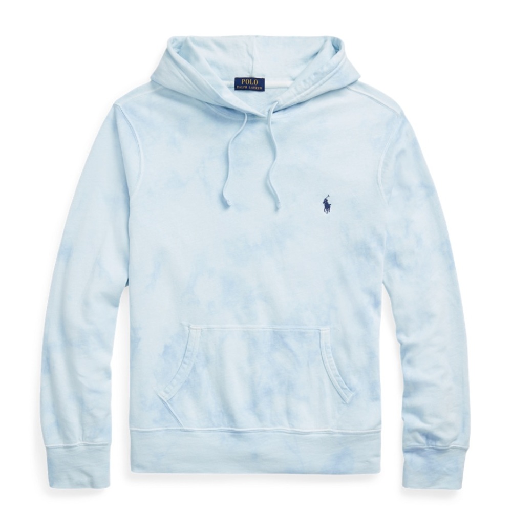 NWT $148 Polo Ralph Lauren Men's, Cotton-Linen French Terry Hoodie Blue Multi L